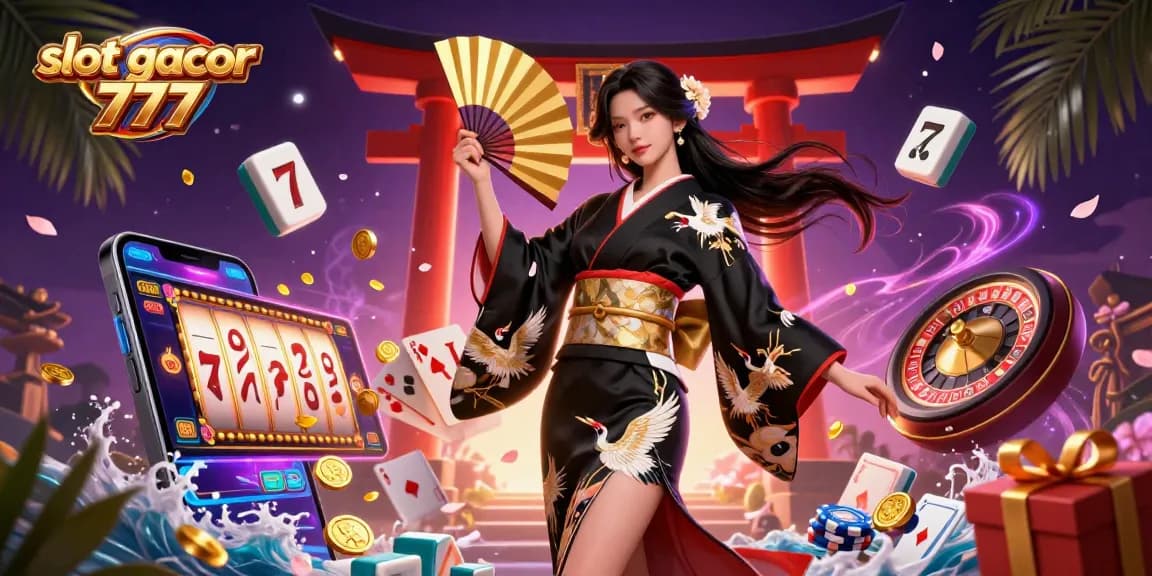 Play and win big with slot gacor 777 in a vibrant casino scene filled with 3D elements.