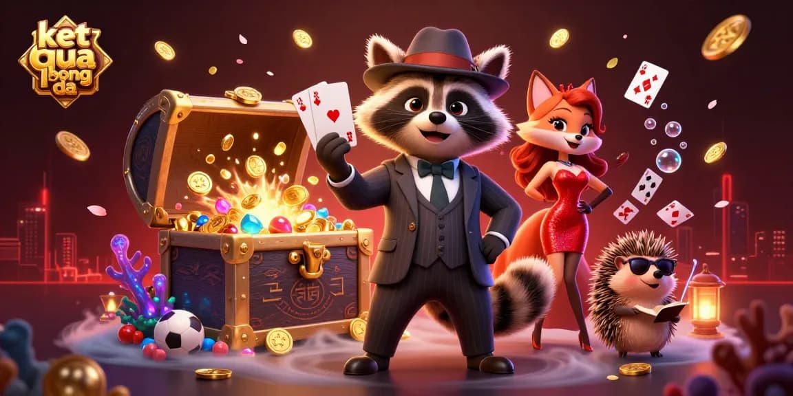 A vibrant scene illustrating a suave raccoon gambling with the phrase ket qua bong da featuring dynamic elements of betting and casino atmosphere.