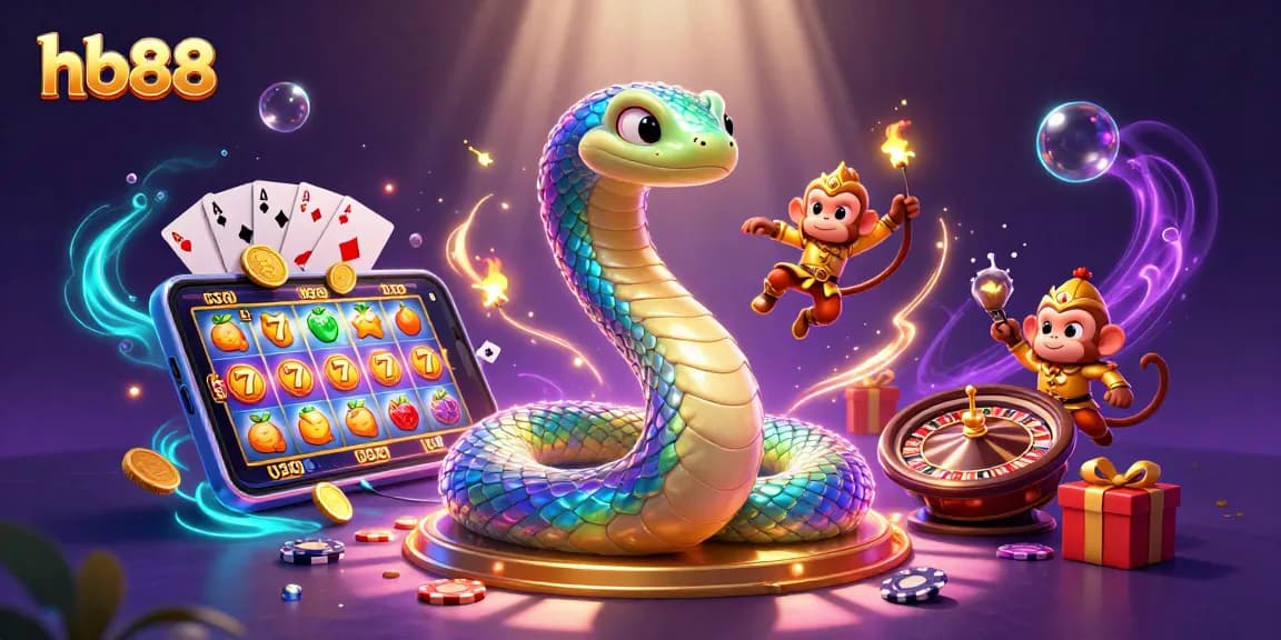 Play colorful hb88 slots with vibrant characters and magical elements in a dynamic casino scene.