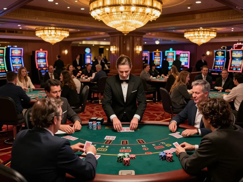 Players enjoying blackjack at 888newcasino com, showcasing a vibrant casino atmosphere with dynamic gameplay.
