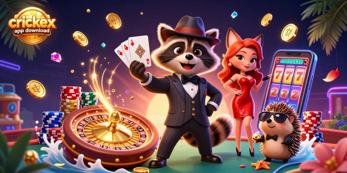 Engage with thrilling bets on the crickex app download, featuring dynamic 3D characters and casino elements.