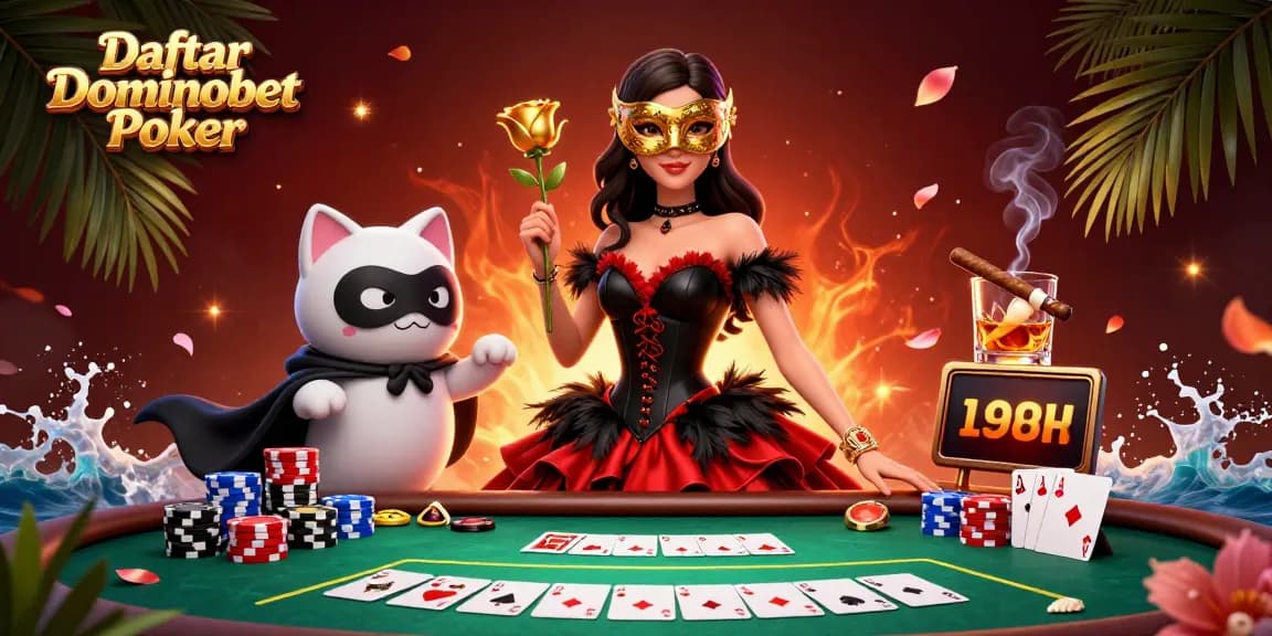 Engage in high-stakes action with Daftar Dominobet Poker featuring dynamic scenes of vibrant gameplay.
