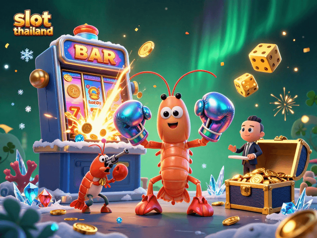 Experience the excitement of slot thailand with a vibrant illustration featuring animated sea creatures and a bursting jackpot.