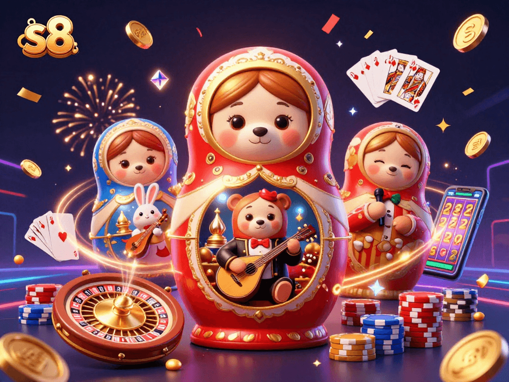 Experience the excitement of S8's casino world with vibrant characters and dynamic game elements!
