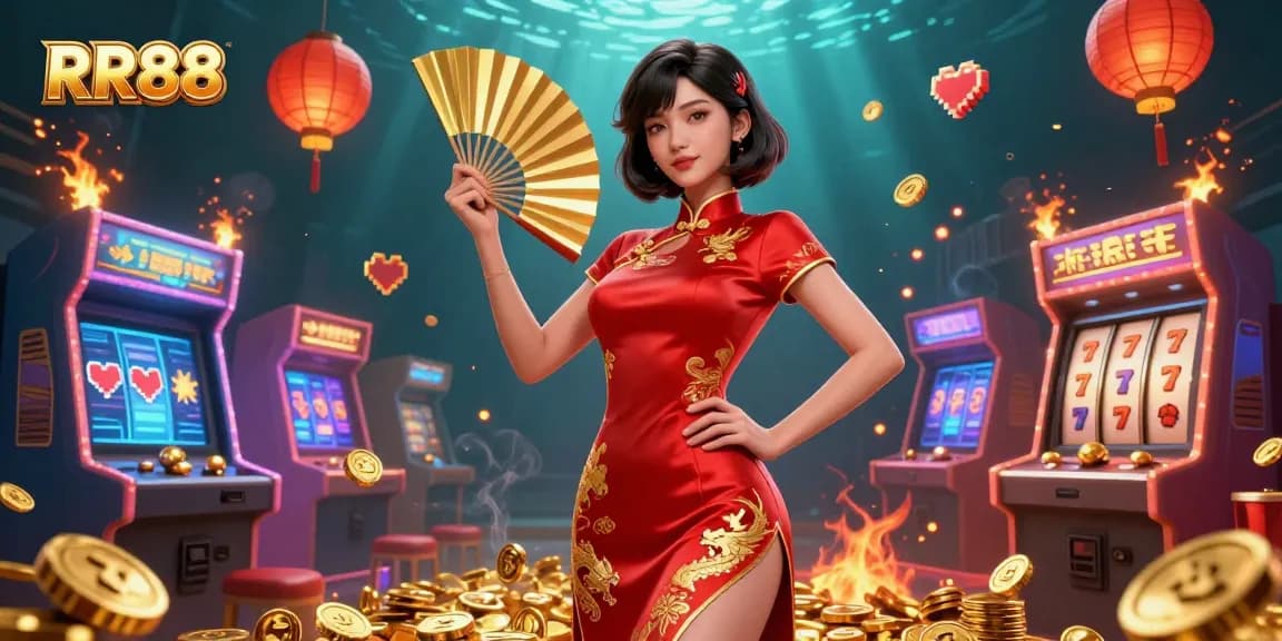 Experience the thrill of RR88 with vibrant gaming visuals, showcasing stunning slots and golden elements.