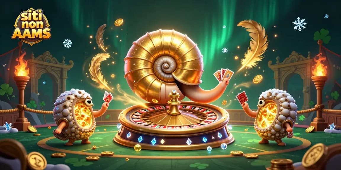 Gioca nei siti non AAMS con un nautilus e carte da gioco colorate in un ambiente vivace.