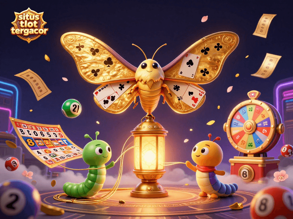 Play and win with situs toto slot tergacor in vibrant 3D casino scene featuring dynamic gaming elements