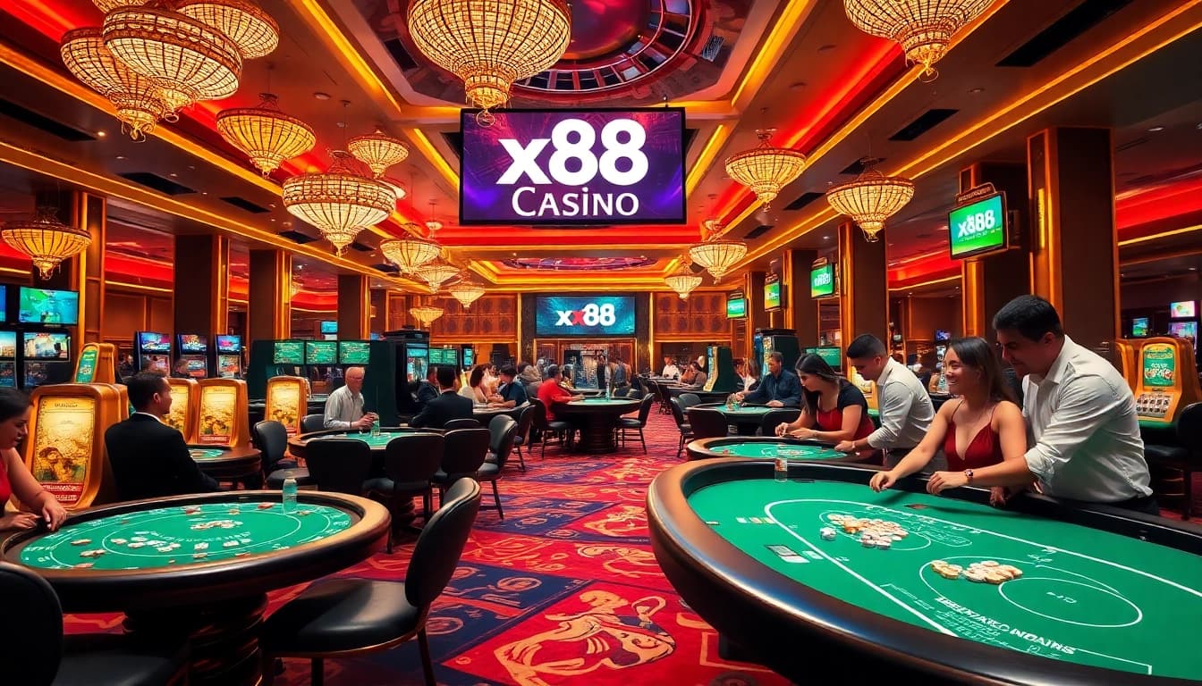 Experience excitement at xx88 Casino with players winning at poker and blackjack tables.