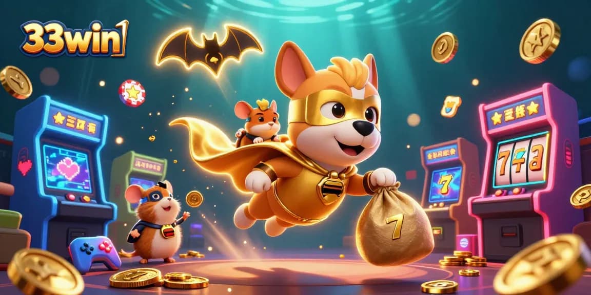 Win big at 33win 1 with an epic casino-themed adventure featuring a superhero dog!