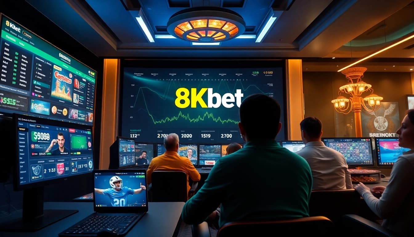 Engaging scene of players using the 8Kbet platform for online betting with modern interface and exciting games.