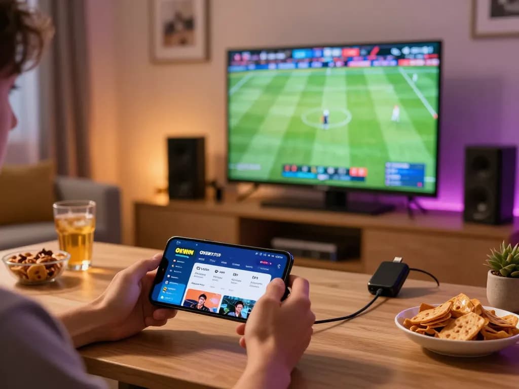 Engaging with OKWIN TV on mobile to stream live sports and esports events seamlessly.