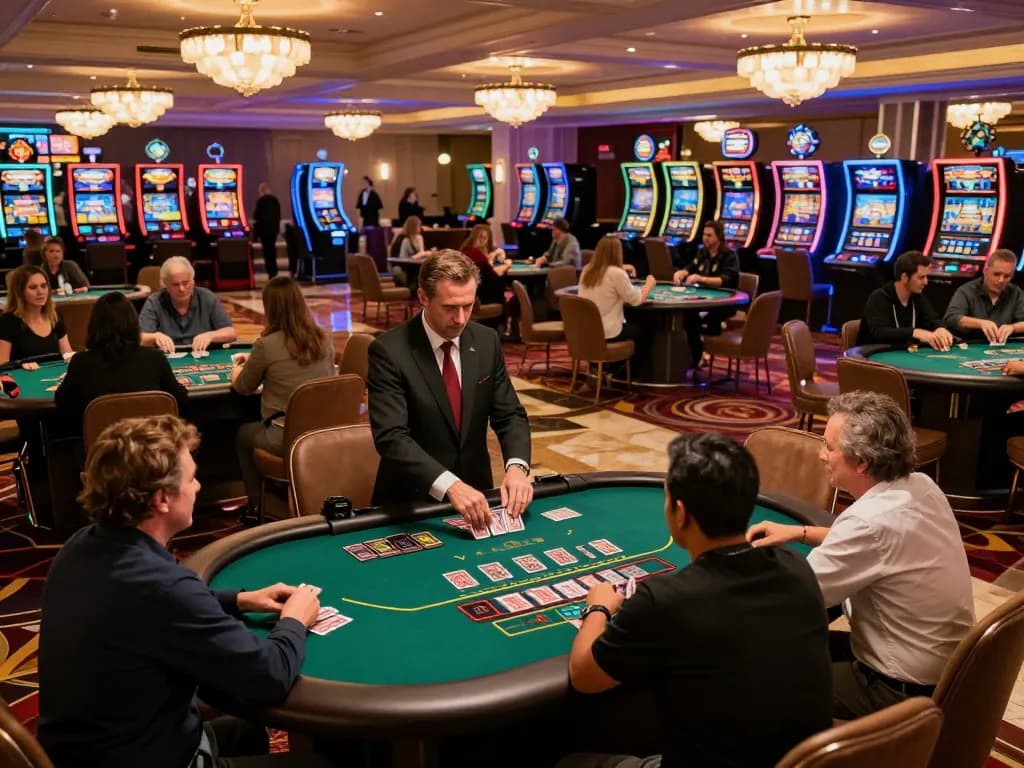 Players engaging at TV88 blackjack tables in a luxurious casino setting, showcasing dynamic gameplay.