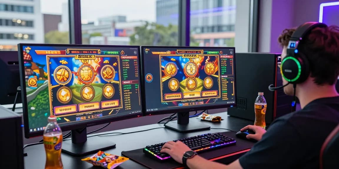 Exciting slot depo 1k gaming experience with vibrant visuals and modern setup.