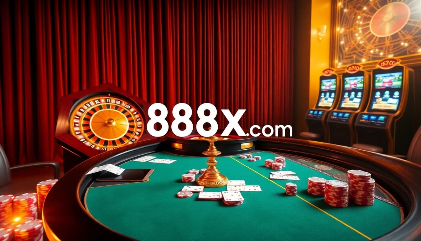 Engaging online gambling setup at 88xx.co.com featuring roulette and poker.
