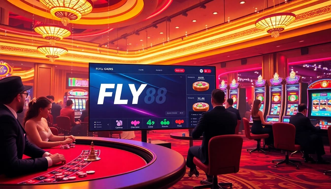 FLY88 players strategically betting at an upscale casino table, showcasing luxury and excitement.