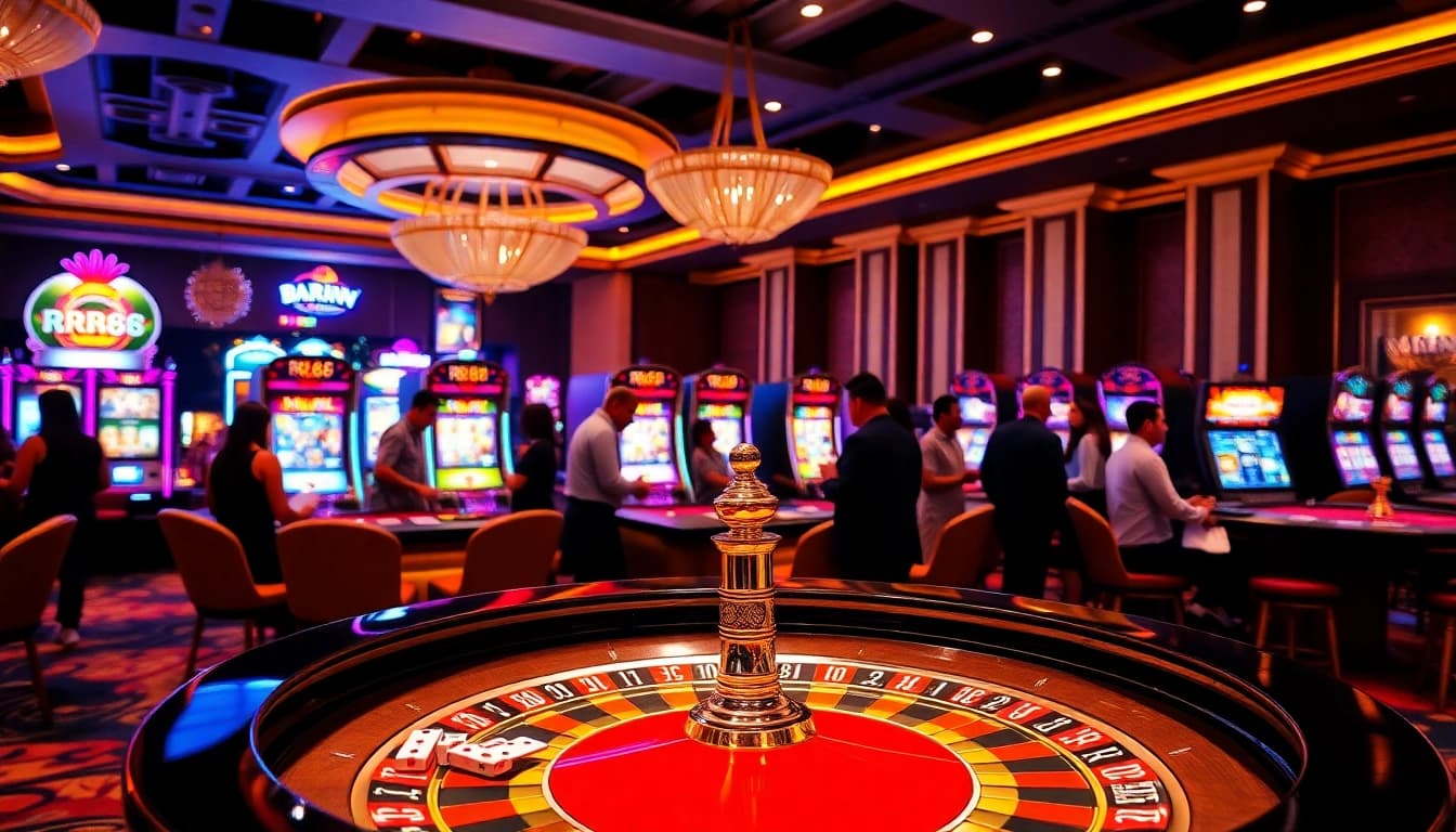 Excited players placing bets at the RR88 roulette table in a modern casino setting.