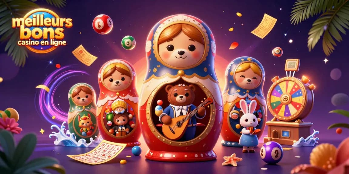 Jeu captivant à "meilleurs bonus de casino en ligne" avec des ours et des éléments de loterie joyeux.