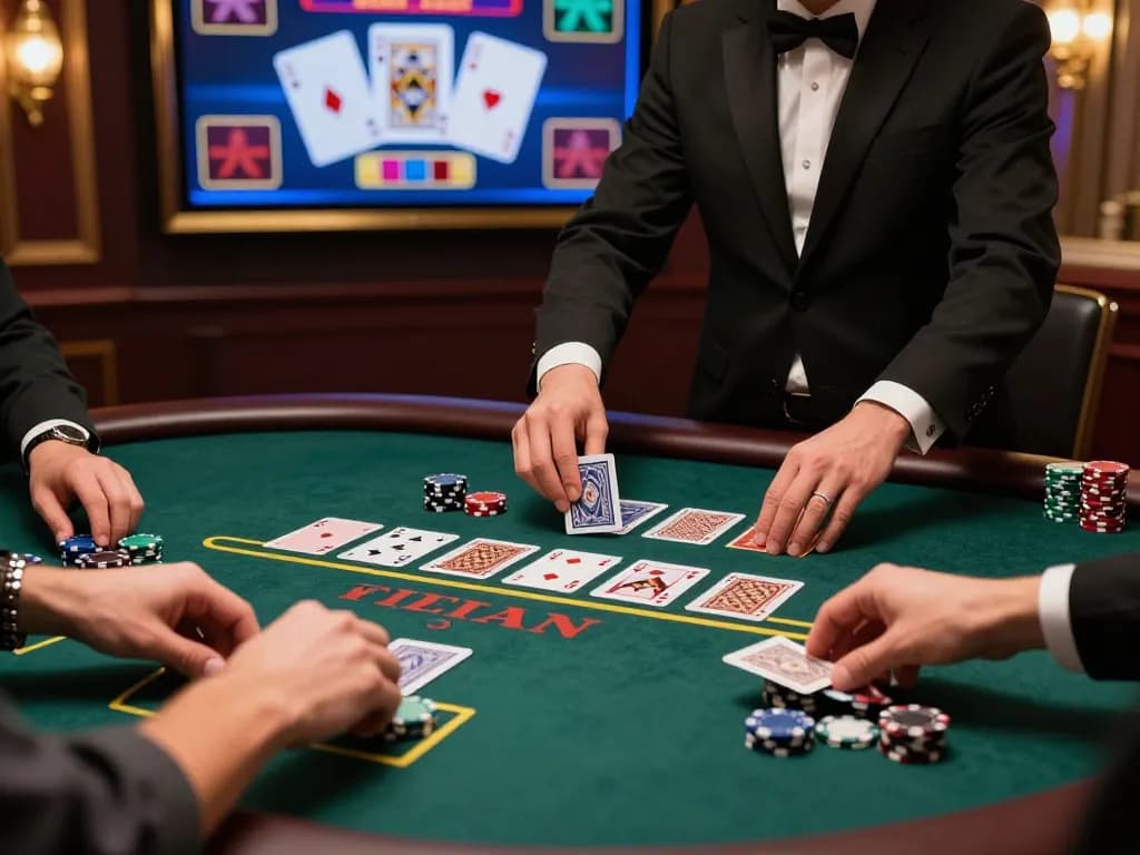 A thrilling moment at the online casino showcasing a live dealer Blackjack game, highlighting strategy and excitement of 88aa gameplay.