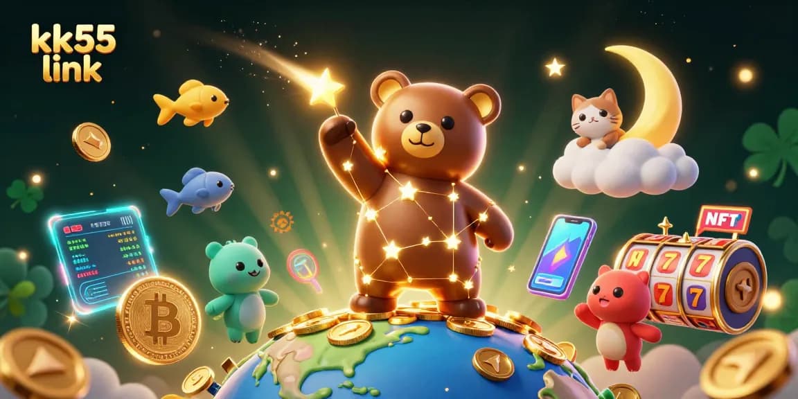 Engage with kk55 link to experience thrilling casino visuals with stars, coins, and dynamic slot elements.