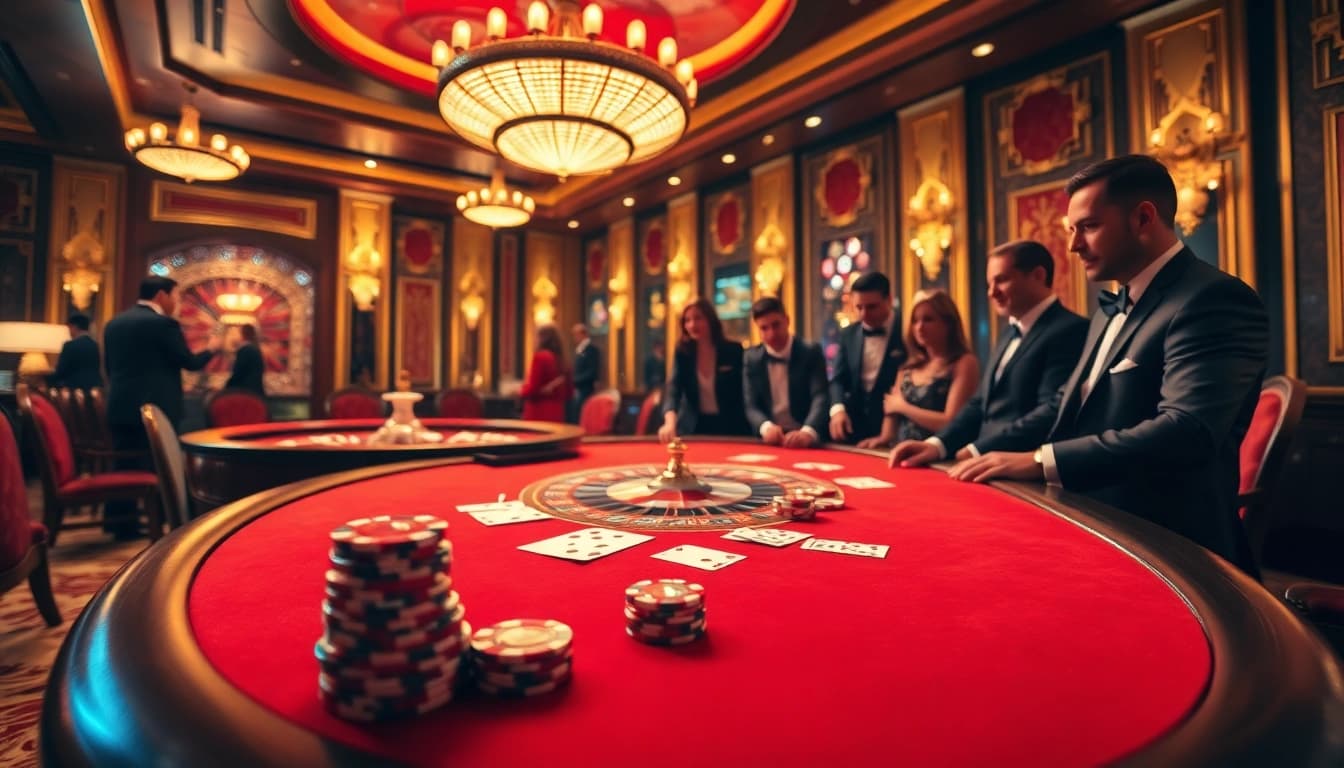 Engage in a thrilling game scenario at 789P casino with poker chips and roulette wheel.