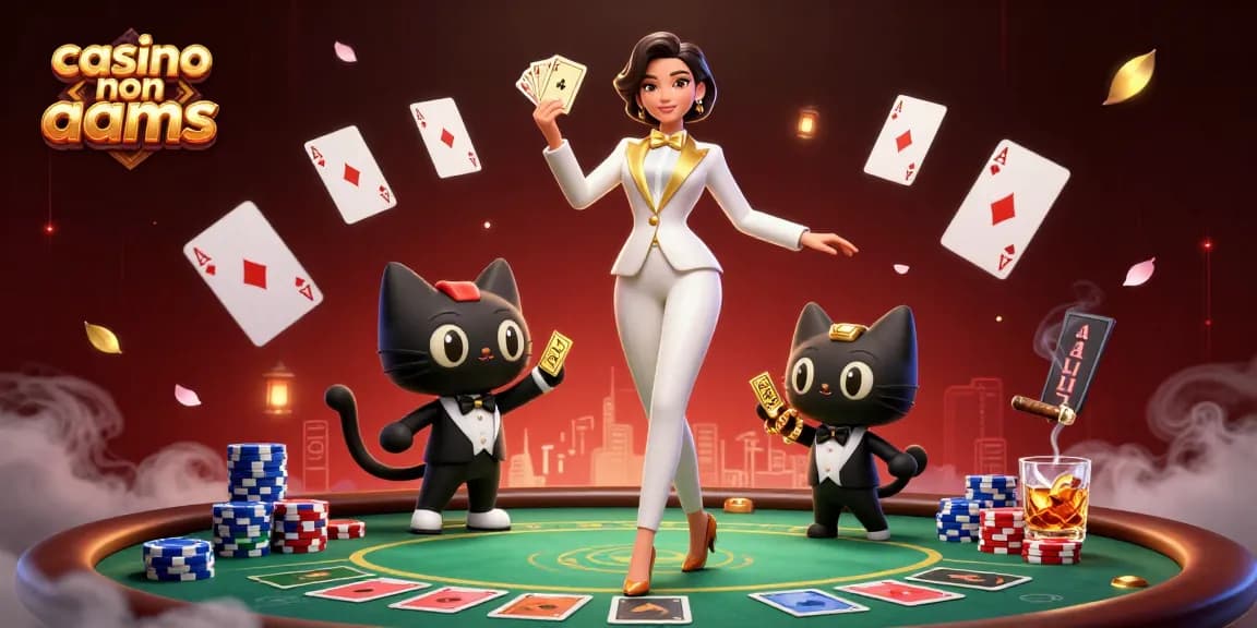 Interagisci con l'azione dei casino non aams con un affascinante croupier e un gatto giocherellone.