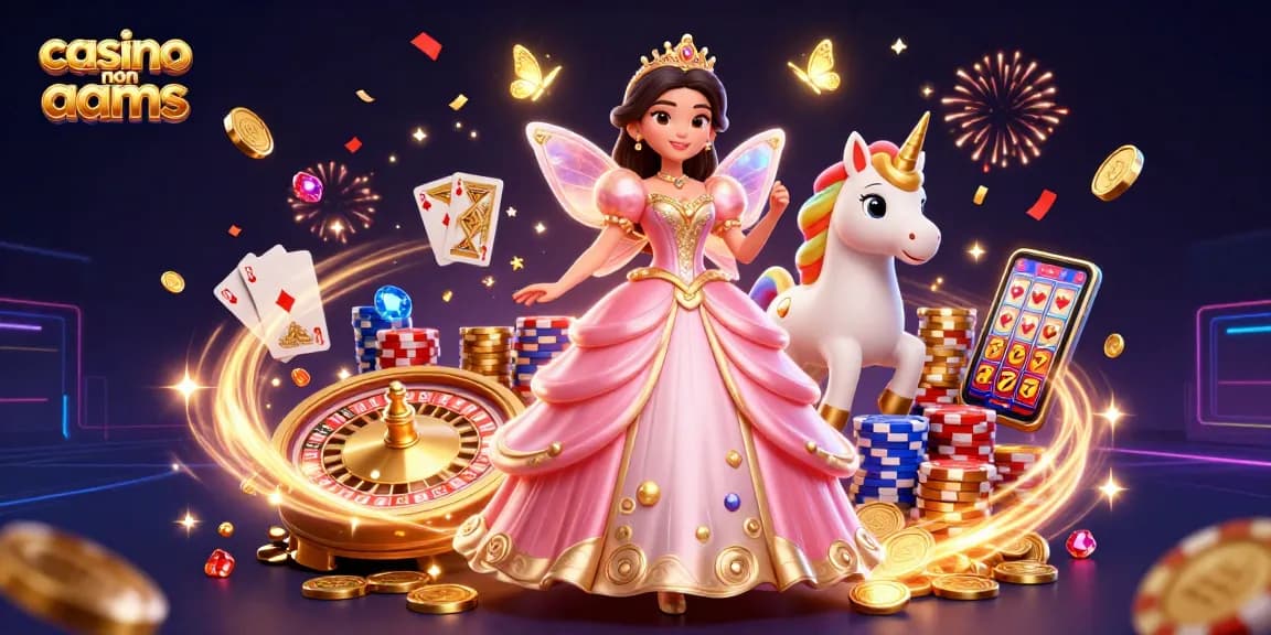 Vivi il divertimento nei casino non AAMS con personaggi vivaci ed elementi di gioco scintillanti in un'atmosfera festosa.