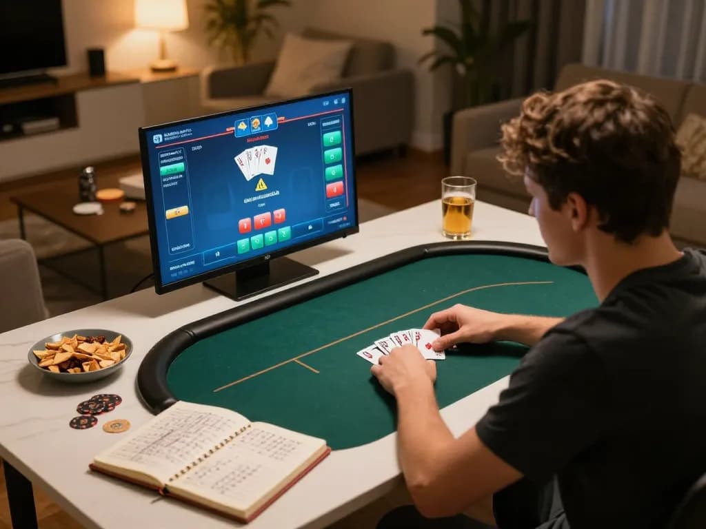 Engaging player participating in online casino gaming with giường bệnh nhân strategy notes visible, emphasizing focused gameplay