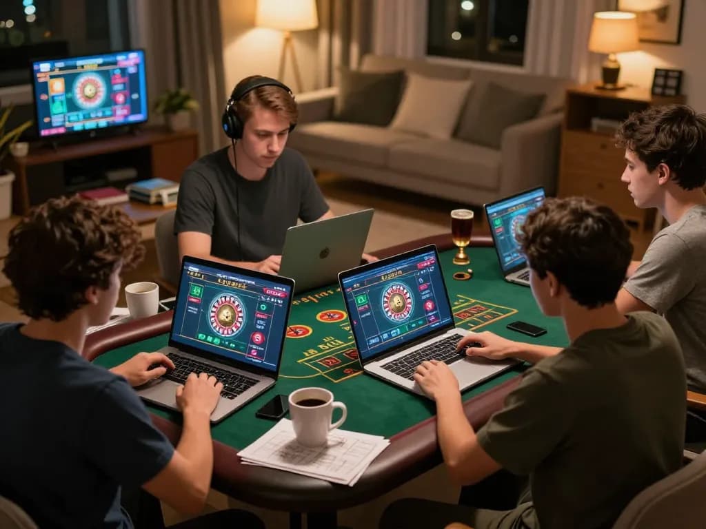 DH88 players enjoying engaging live dealer games on their laptops in a cozy home setting.