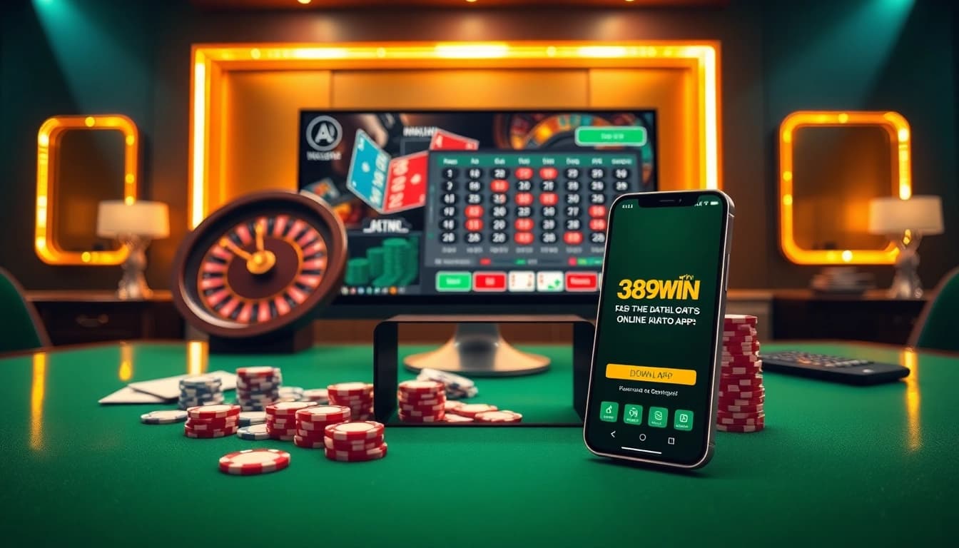 Experience the thrill of 389WIN Download with stylish casino elements and online betting excitement.