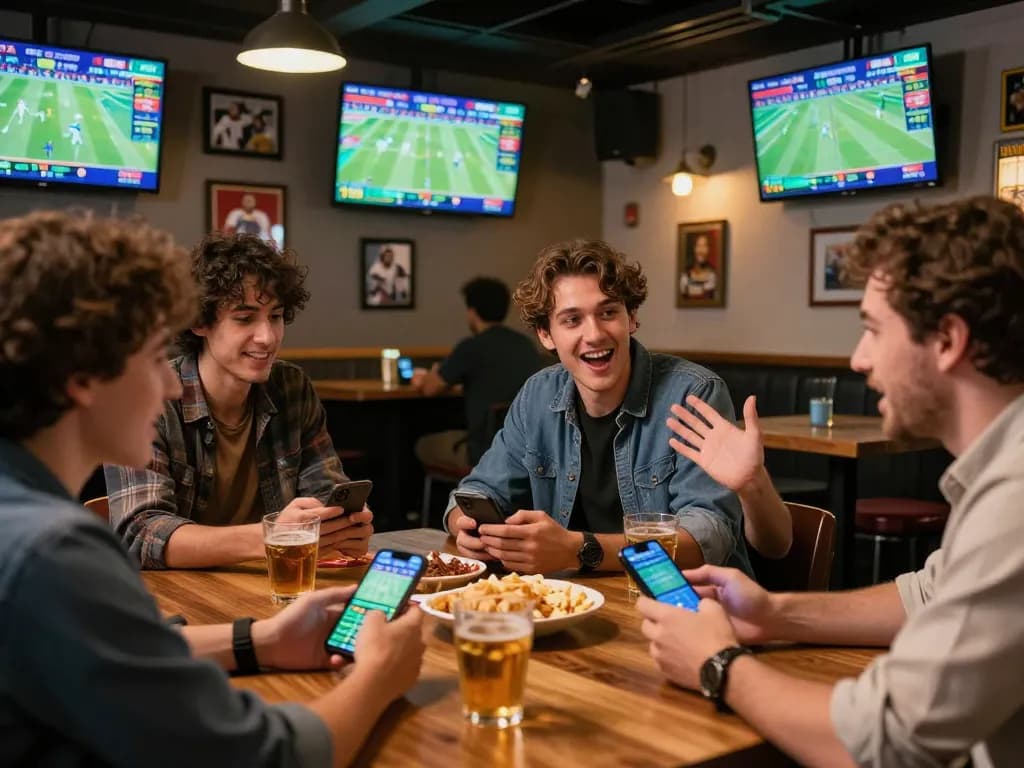 TIP88 enthusiasts engaging in exciting sports betting activity at home, analyzing live game stats.