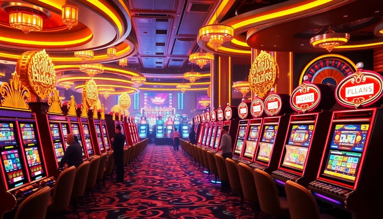 Players enjoying the excitement of slot apiraja88 at a vibrant casino.