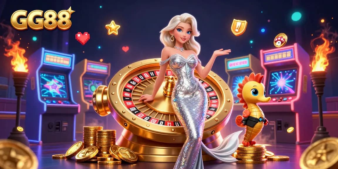 Engage in thrilling gameplay at GG88 with a dazzling roulette wheel and fun gaming elements.