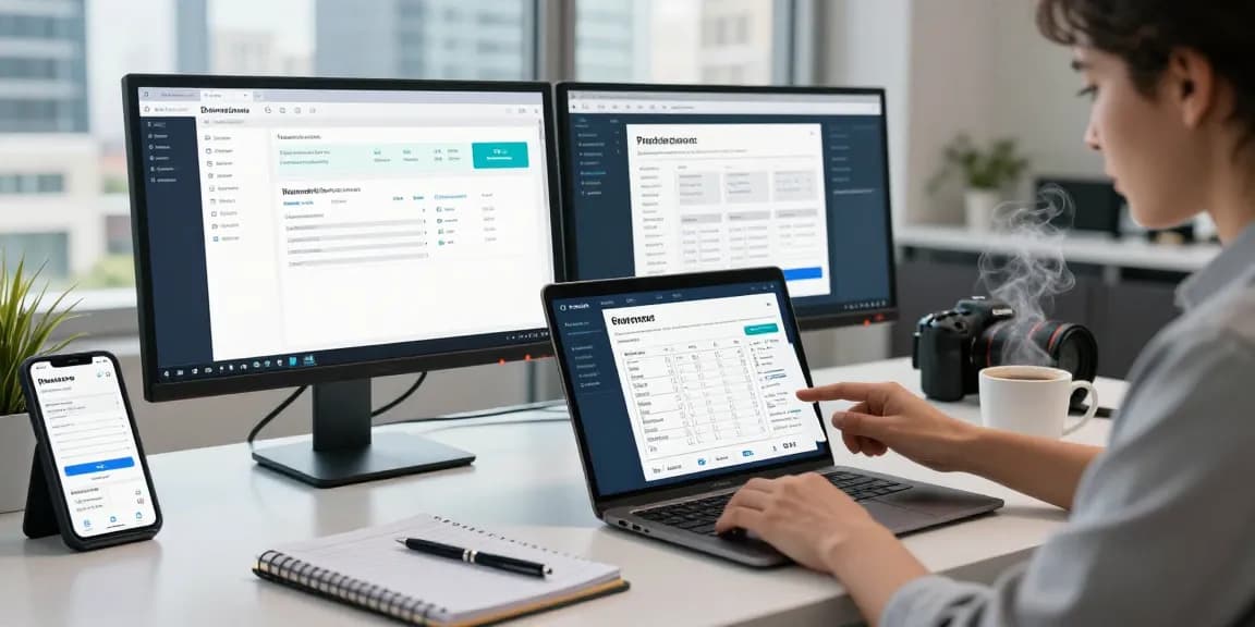 Tech professional using advanced tools to detect fraud receipt in a modern workspace.