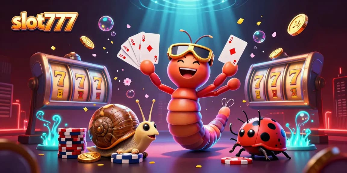 Engage with slot777 by enjoying vibrant slot reels and dynamic gambling action in a stunning 3D illustration.