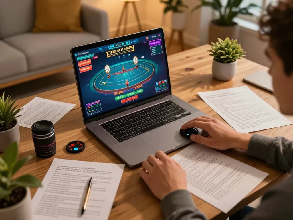 Engaging online gaming session at home showcasing gameplay on 68gamebaivn