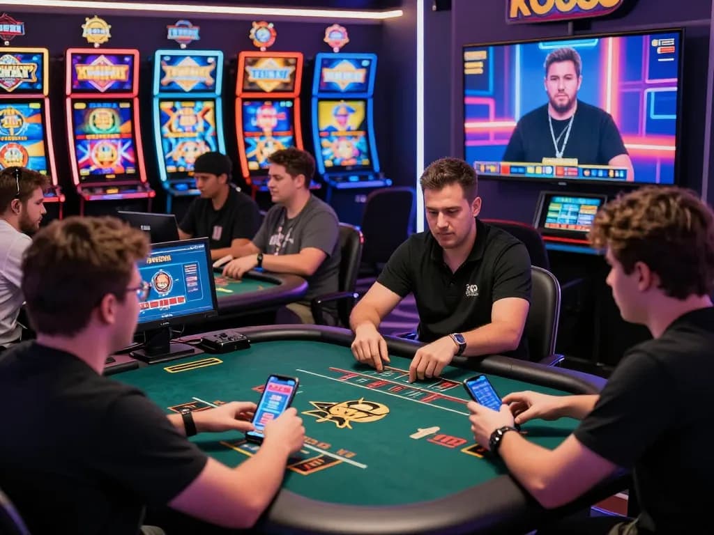 Exciting KO666 online casino gaming experience with players interacting with dealers in a vibrant environment.