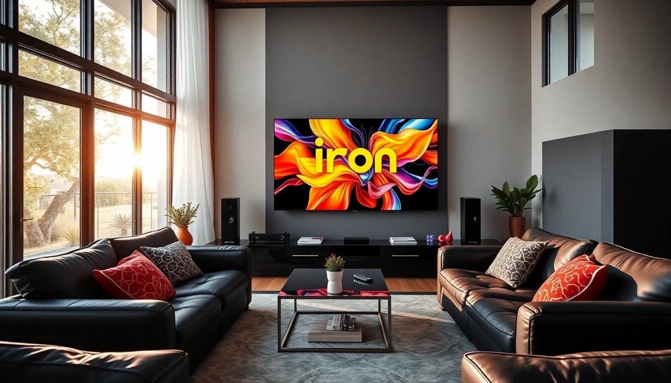 Engaging setup showcasing iron tv as the centerpiece of a stylish living room.