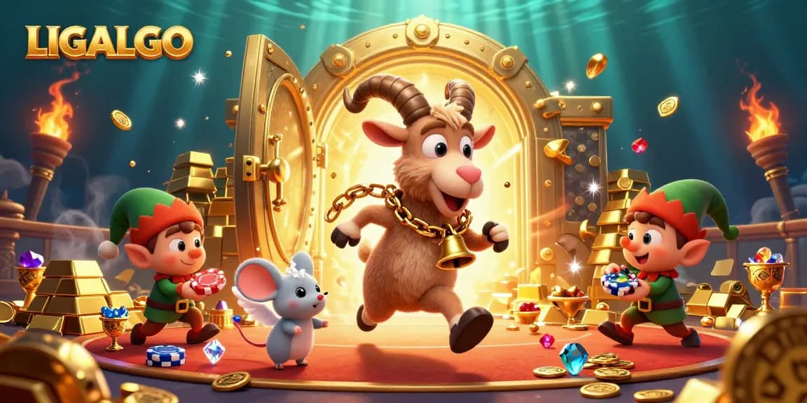 LIGALGO engages players in a thrilling jackpot casino adventure, featuring animated characters and treasures