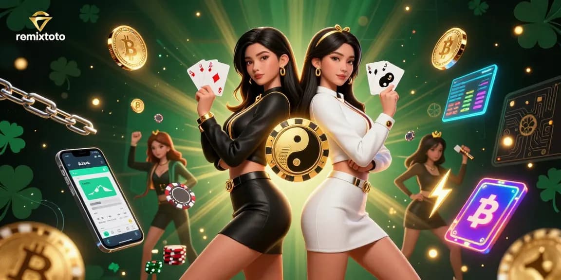 Experience remixtoto's vibrant casino action with twin Asian women showcasing powerful poker poses.