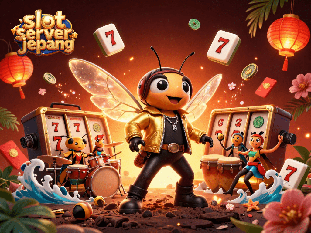 Experience thrilling gameplay with slot server jepang in this vibrant 3D illustration full of casino symbols.
