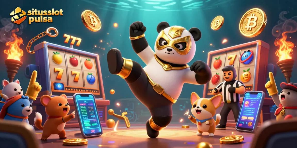 Experience situs slot pulsa excitement with a dynamic 3D illustration showcasing thrilling gameplay.