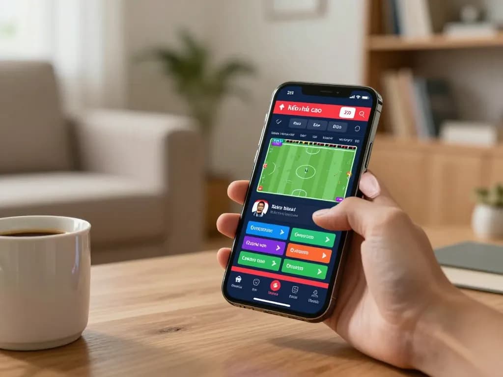 Engaging with kèo nhà cái on a smartphone while enjoying online sports betting from home