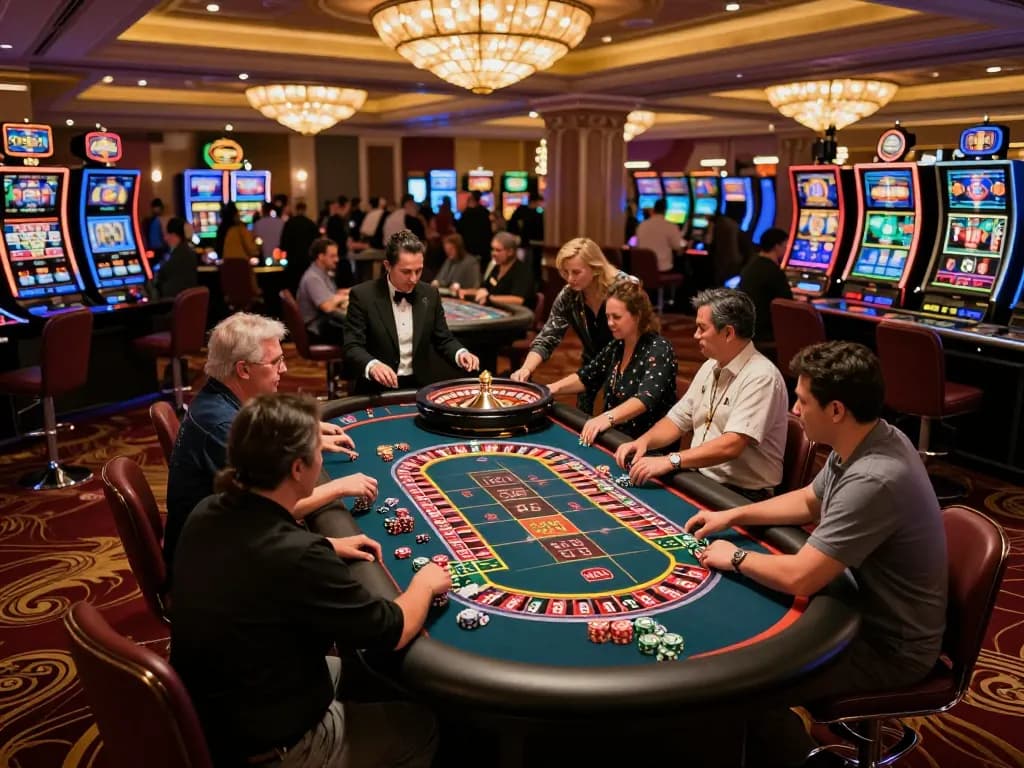 Engaging roulette gameplay scene showcasing Câu Hỏi Thường Gặp (FAQ) questions about casino strategies, vibrant table action, and enthusiastic players focused on the game