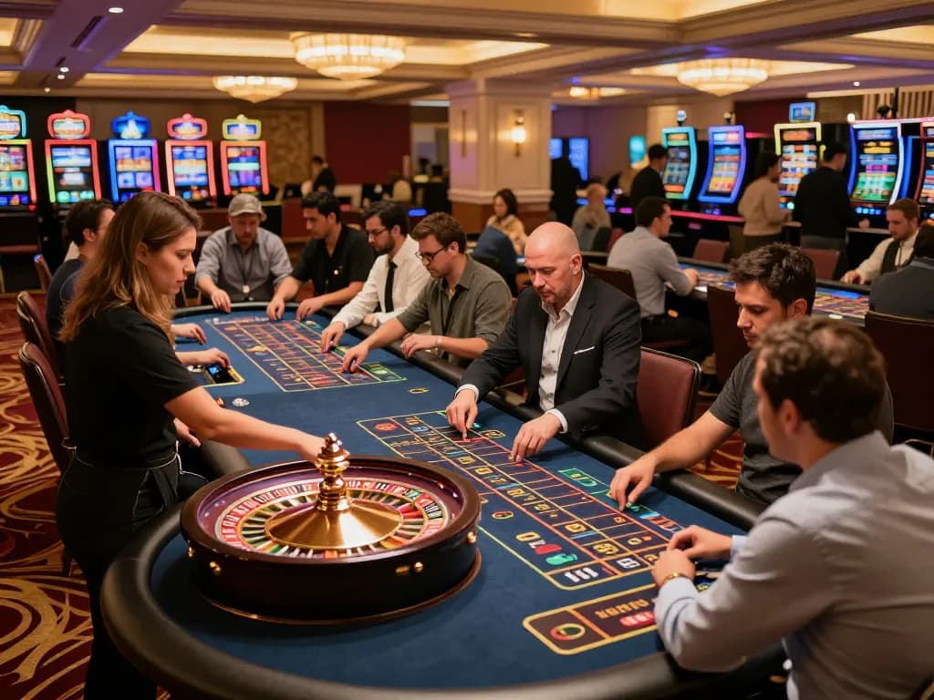 Exciting roulette gameplay scene at sky88 casino with players engaged in betting activity.