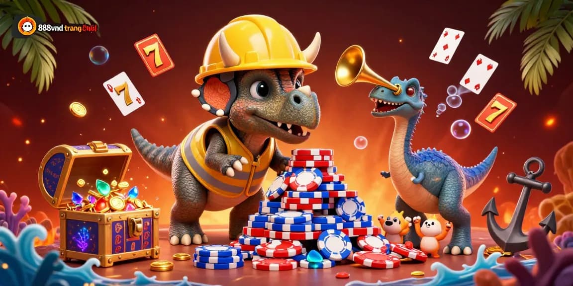 Engage with games at 888vnd trang chủ while enjoying vibrant casino-themed elements in 3D art.