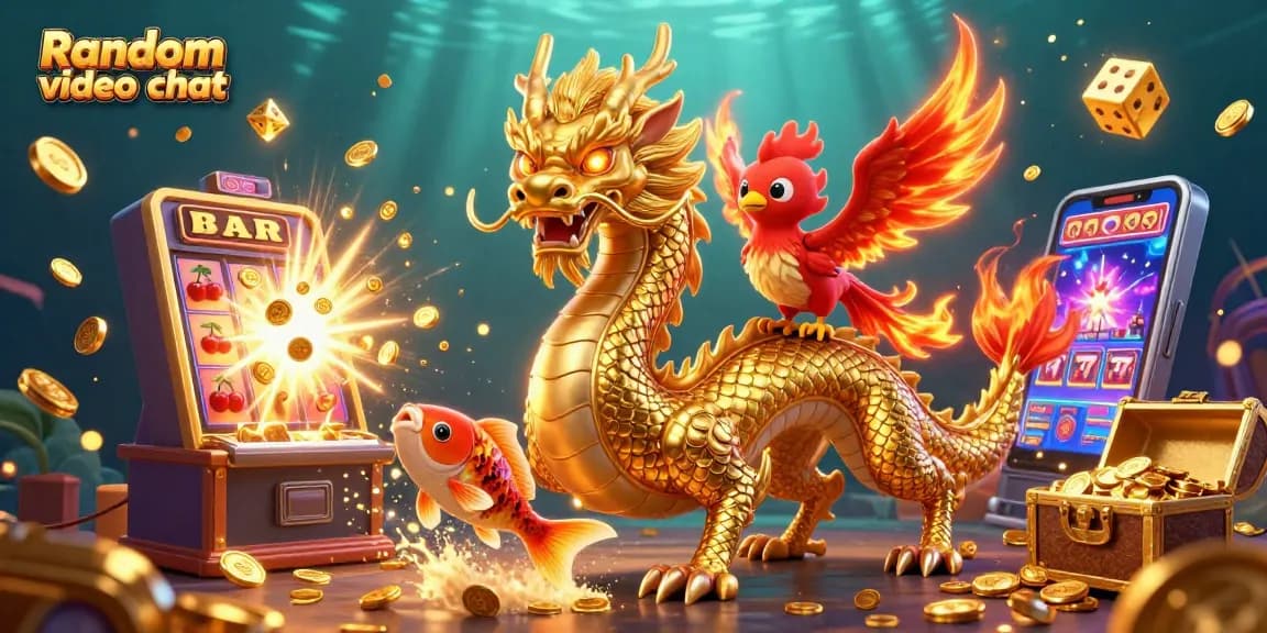 Experience random video chat with vibrant characters and exciting gambling elements in a captivating 3D illustration.