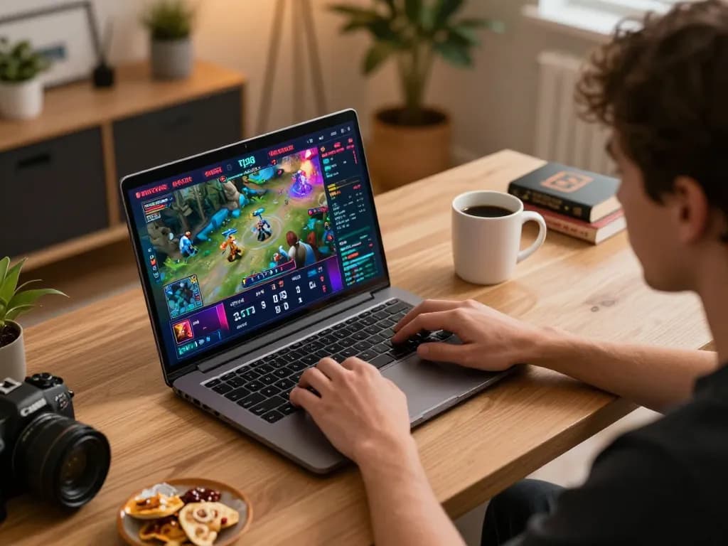Engaging scene of tip88 online gaming setup with player betting on esports.
