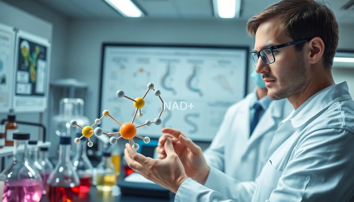 NAD+ molecular structures examined in a professional laboratory environment.