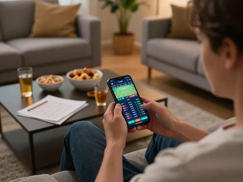 Experience live sports betting with lu88.com on a cozy evening, betting from home.