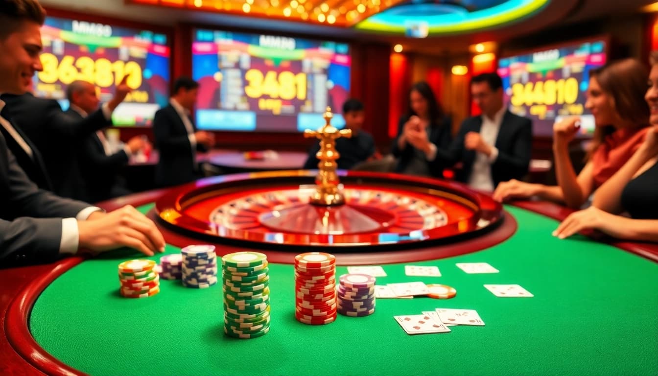 Experience thrilling gameplay at MM88 with vibrant poker chips and cards on a casino table.